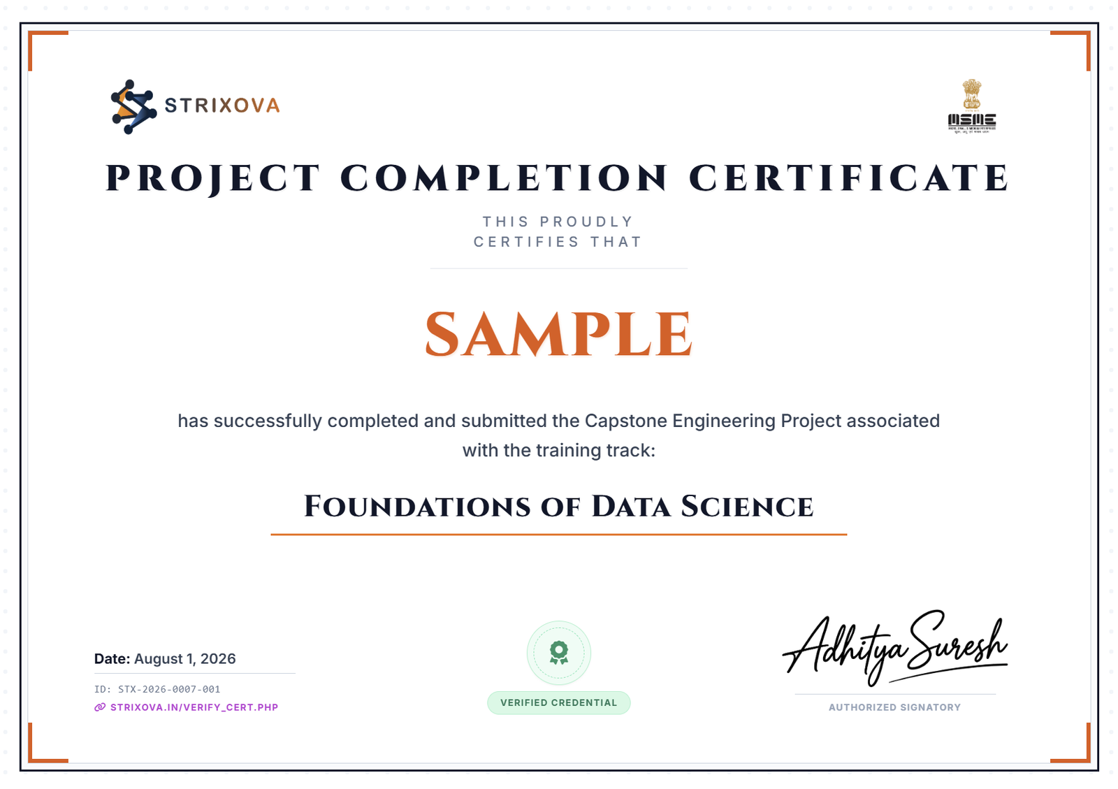 Project Completion Certificate