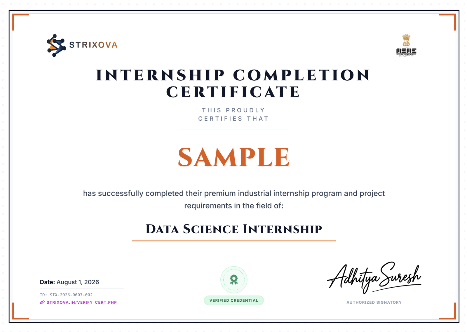 Internship Certificate