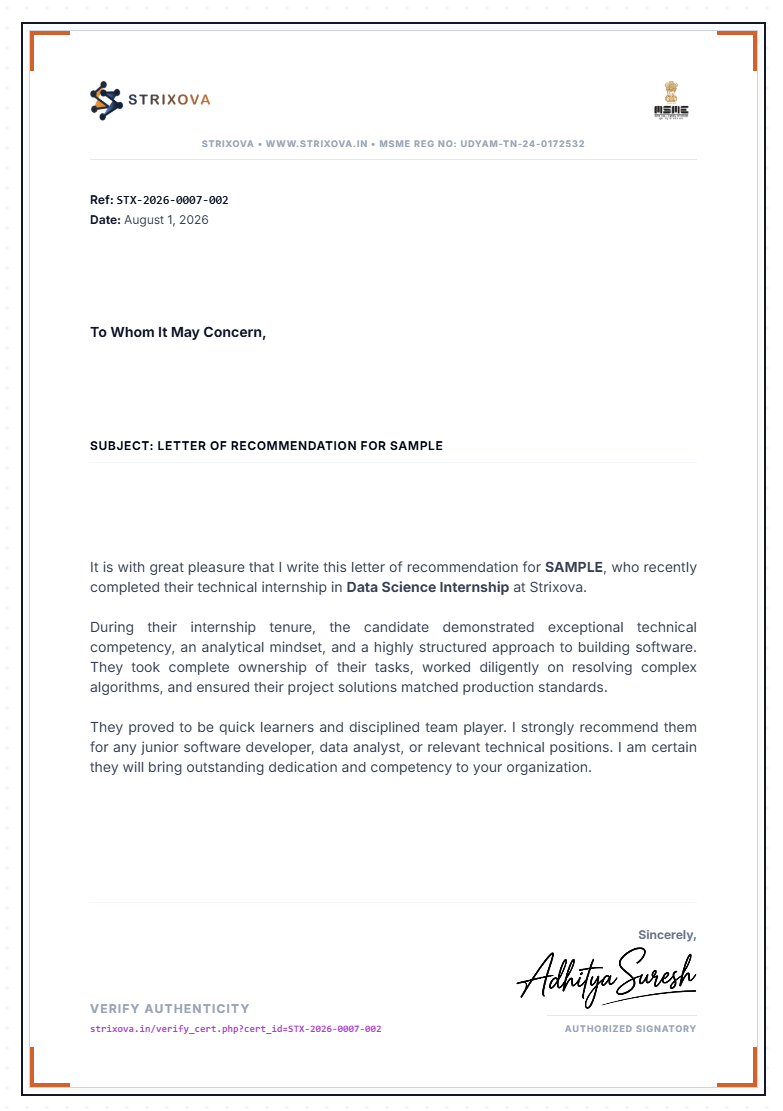 Letter of Recommendation