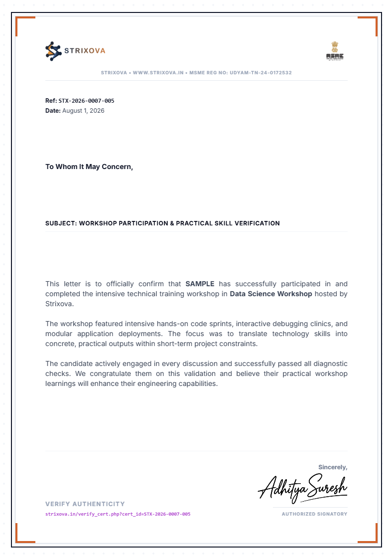 Workshop Participation Letter